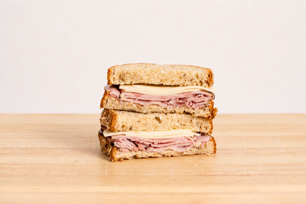 Kids ham and provolone sandwich on schiacciata