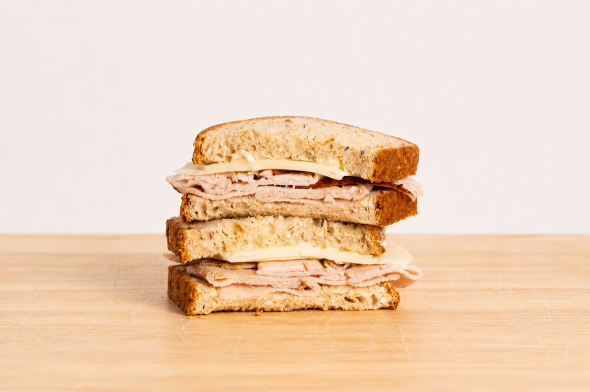 Kids turkey and provolone sandwich on schiacciata